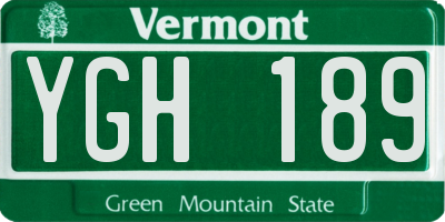 VT license plate YGH189