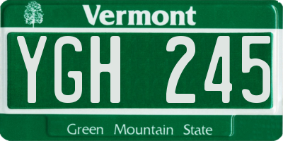 VT license plate YGH245