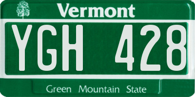 VT license plate YGH428
