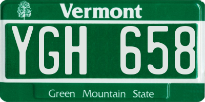 VT license plate YGH658