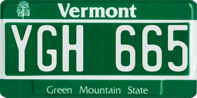 VT license plate YGH665