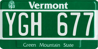 VT license plate YGH677