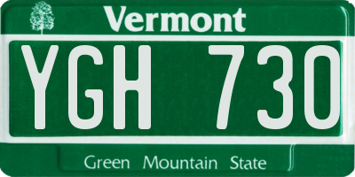 VT license plate YGH730