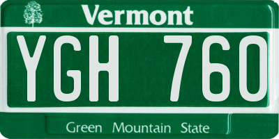VT license plate YGH760