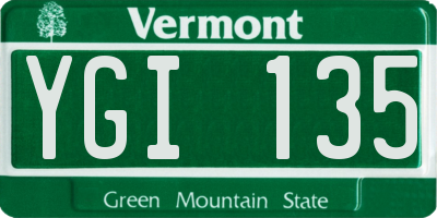 VT license plate YGI135