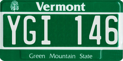 VT license plate YGI146