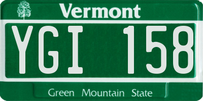 VT license plate YGI158