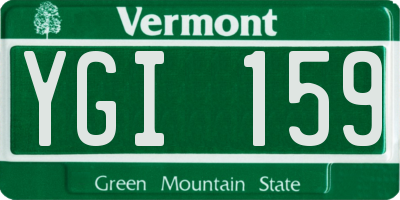 VT license plate YGI159
