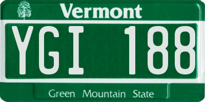 VT license plate YGI188