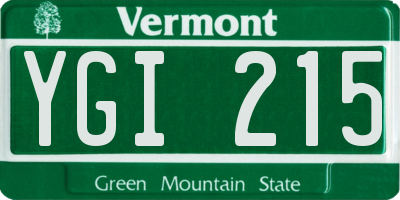 VT license plate YGI215