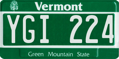 VT license plate YGI224