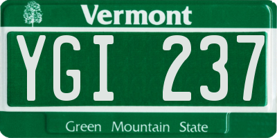 VT license plate YGI237
