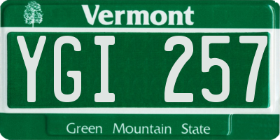VT license plate YGI257