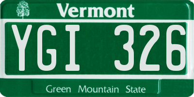 VT license plate YGI326