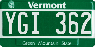 VT license plate YGI362