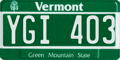 VT license plate YGI403