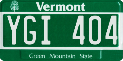 VT license plate YGI404