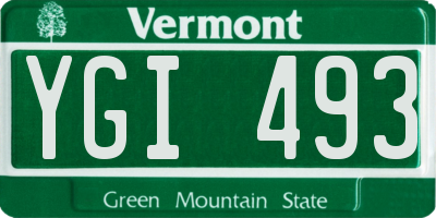 VT license plate YGI493