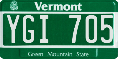 VT license plate YGI705