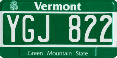 VT license plate YGJ822