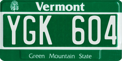 VT license plate YGK604