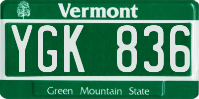 VT license plate YGK836
