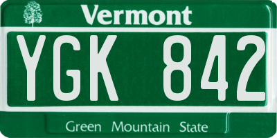 VT license plate YGK842