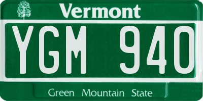 VT license plate YGM940