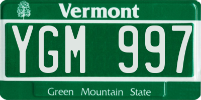 VT license plate YGM997