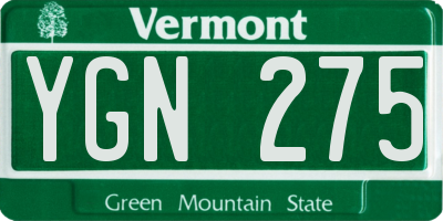 VT license plate YGN275
