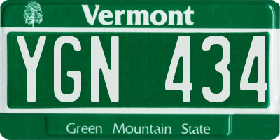 VT license plate YGN434