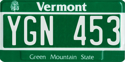 VT license plate YGN453