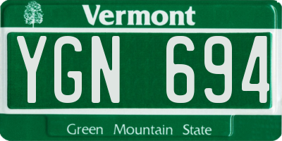 VT license plate YGN694
