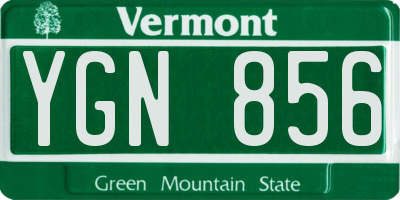 VT license plate YGN856