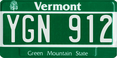 VT license plate YGN912