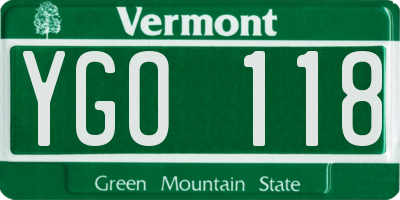 VT license plate YGO118