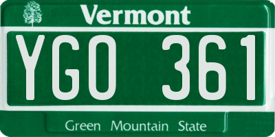 VT license plate YGO361