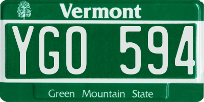 VT license plate YGO594
