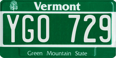 VT license plate YGO729