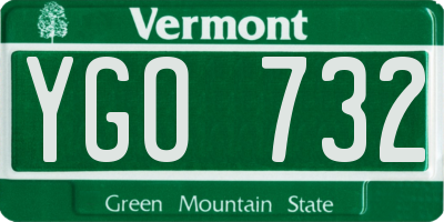 VT license plate YGO732