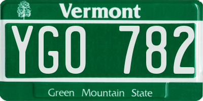 VT license plate YGO782
