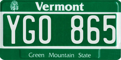 VT license plate YGO865