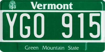VT license plate YGO915