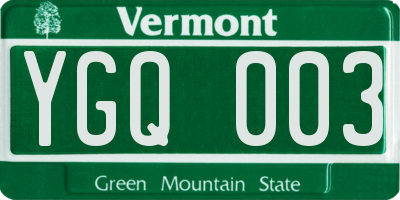VT license plate YGQ003