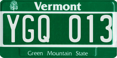 VT license plate YGQ013