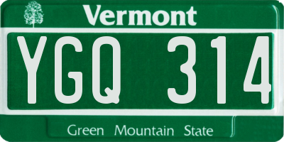 VT license plate YGQ314