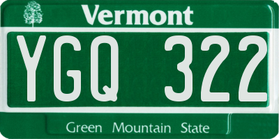 VT license plate YGQ322