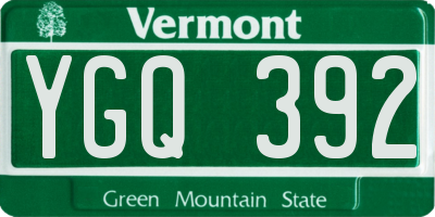 VT license plate YGQ392