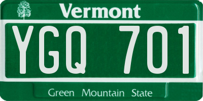 VT license plate YGQ701