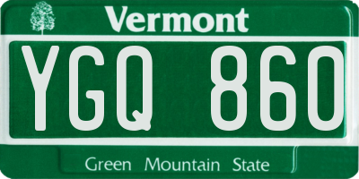 VT license plate YGQ860